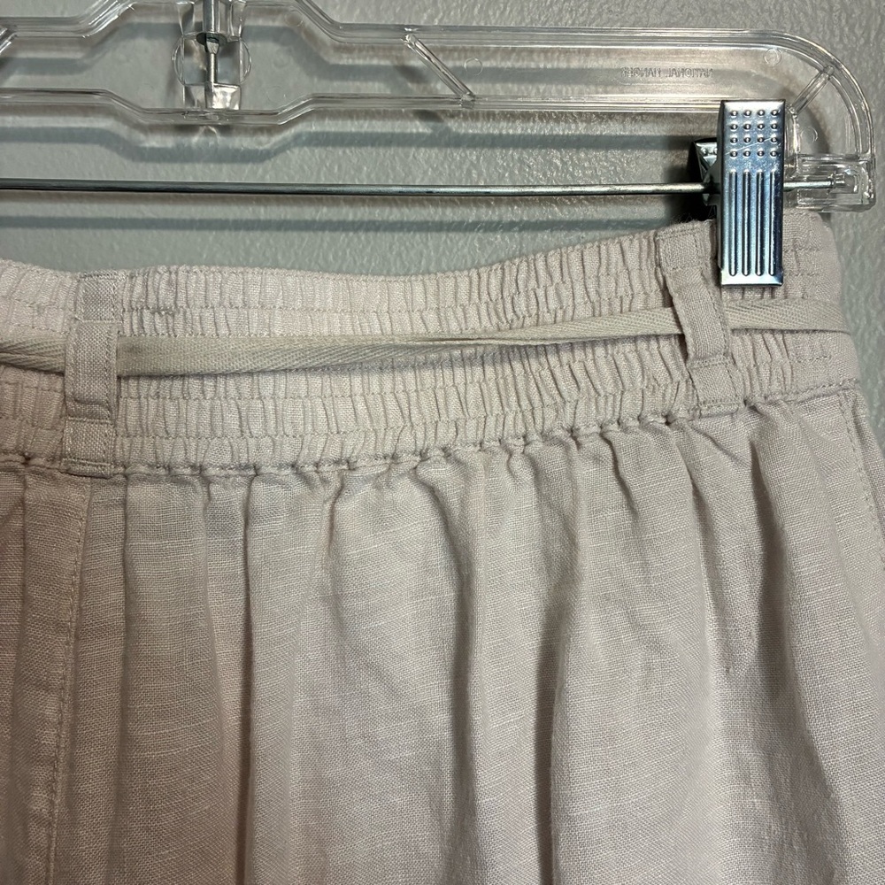 Halston Heritage Cream Linen Wide Leg Pants Drawstring Size L - Picture 6 of 7